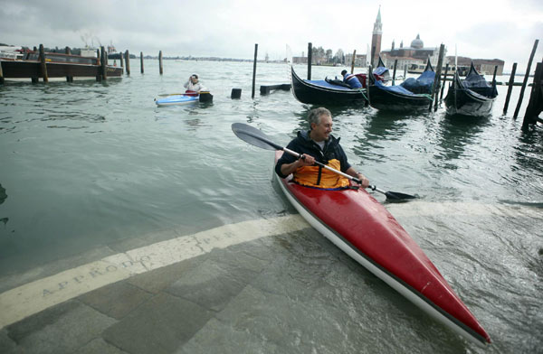 Seasonal high water floods Venice