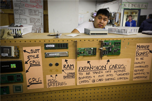 Computer recycle center in Vancouver, Canada