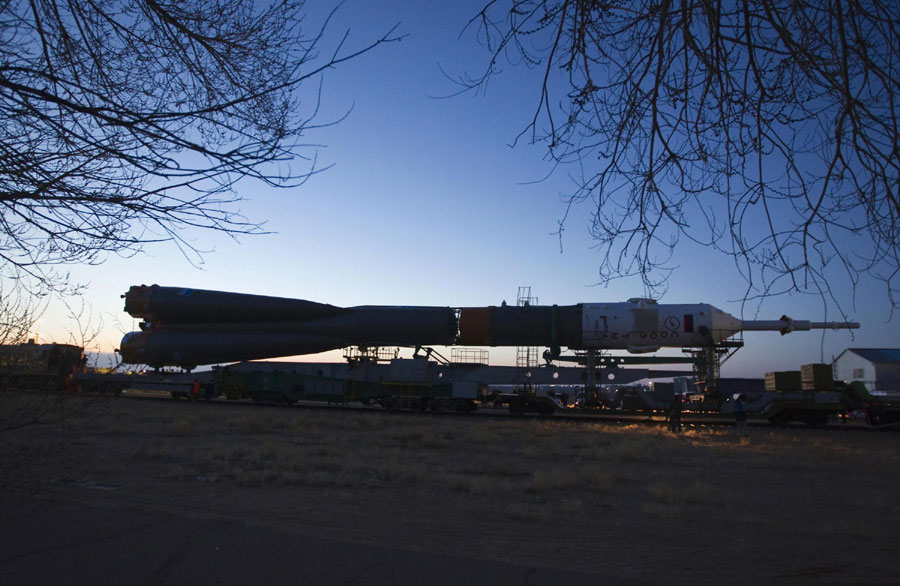 Spacecraft is transported to its launch pad