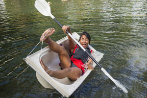 No bridge, no problem for imaginative father