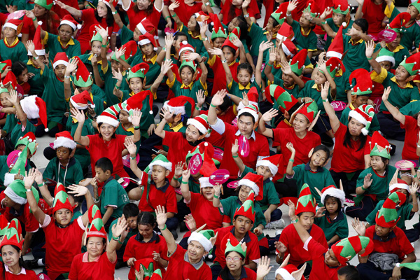 Santa's little helpers break world record in Bangkok