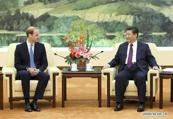 Xi gets royal invitation to visit UK during meeting Prince William