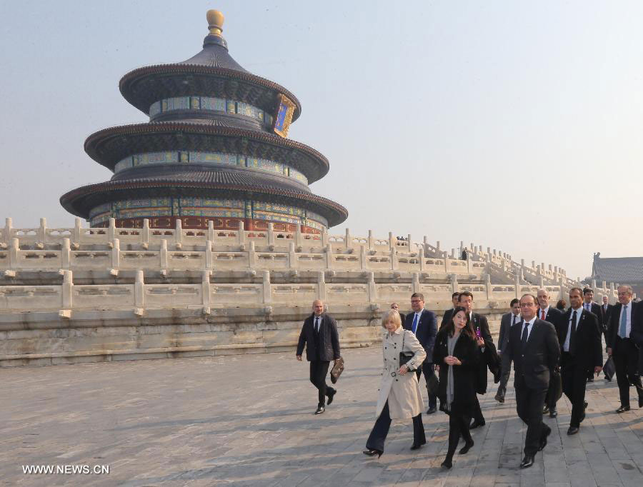 French President Francois Hollande visits Temple of Heaven