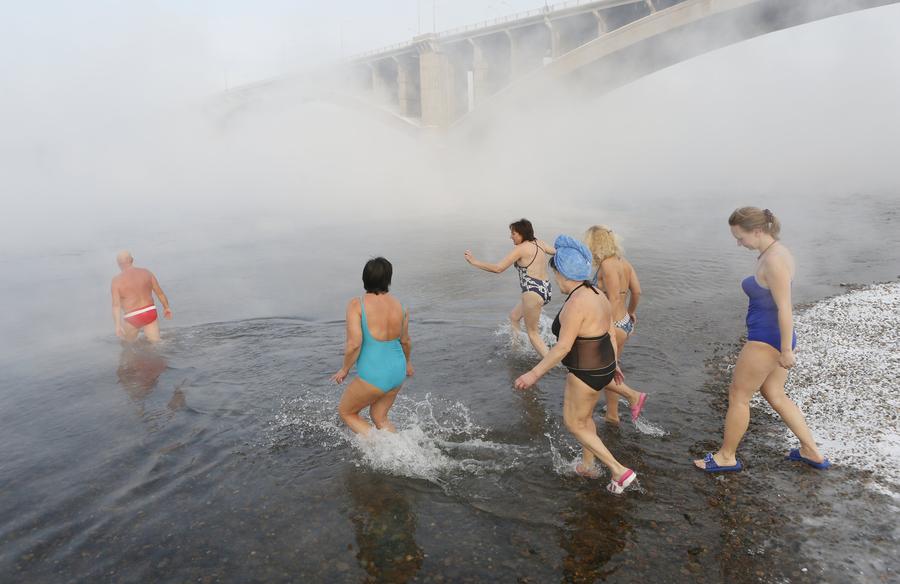 Winter swimming in Siberia