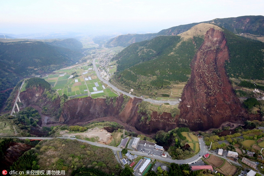 Aerial shots show Japan prefecture devastated by earthquake