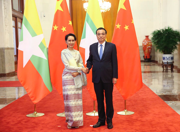 Premier Li welcomes Aung San Suu Kyi