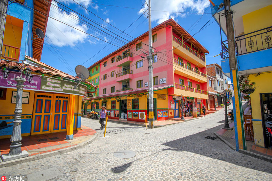 Rainbow-painted town in Colombia