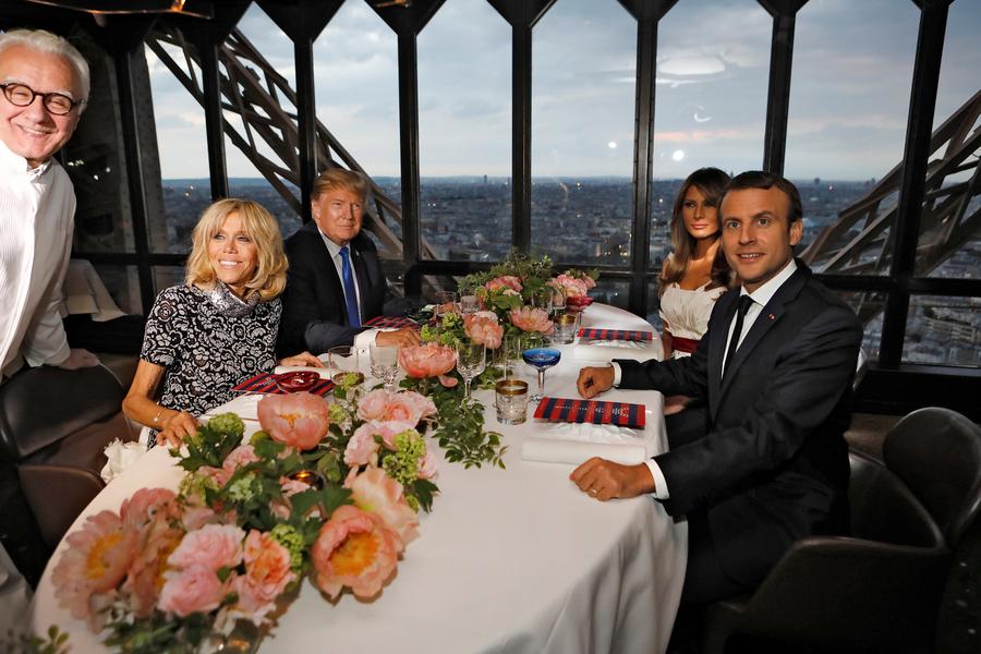 Macrons, Trumps dine high above Paris