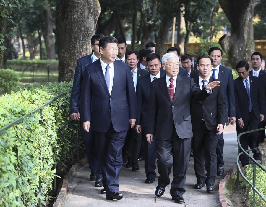 Xi visits Ho Chi Minh stilt house in Hanoi